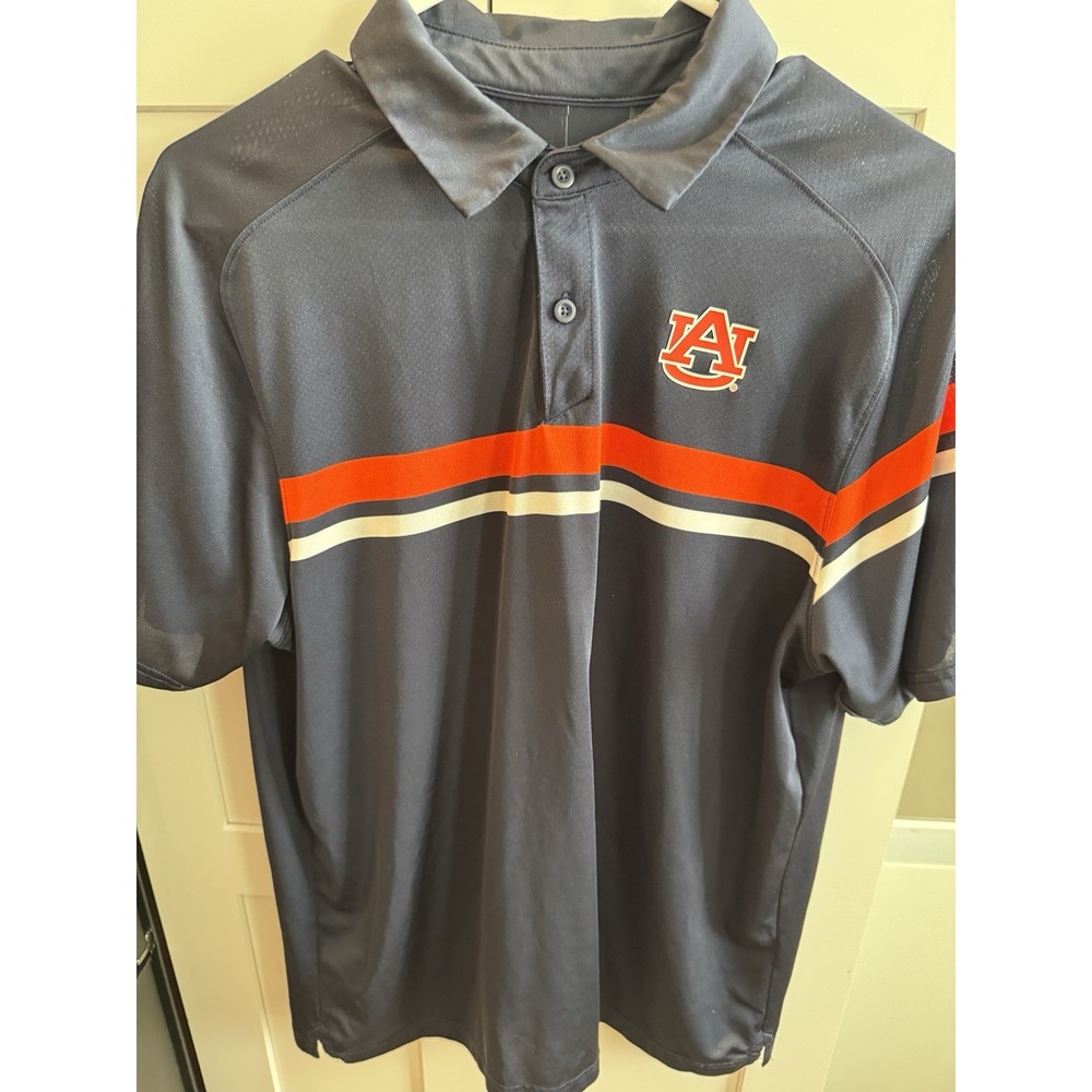 Under Armour Auburn University Tigers Polo Shirt Mens Large Blue Orange NCAA